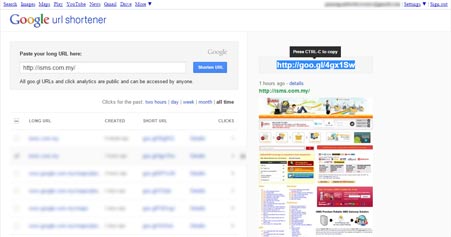 Bulk SMS with Google URL Shortener