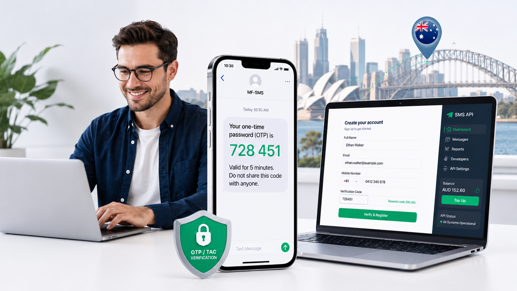 SMS API Australia for TAC OTP and customer alerts