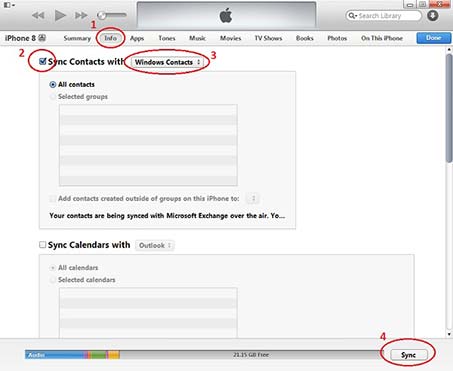 Extract iPhone contacts to csv file via itunes in Bulk SMS Australia